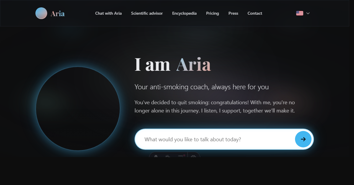 Aria homepage in English