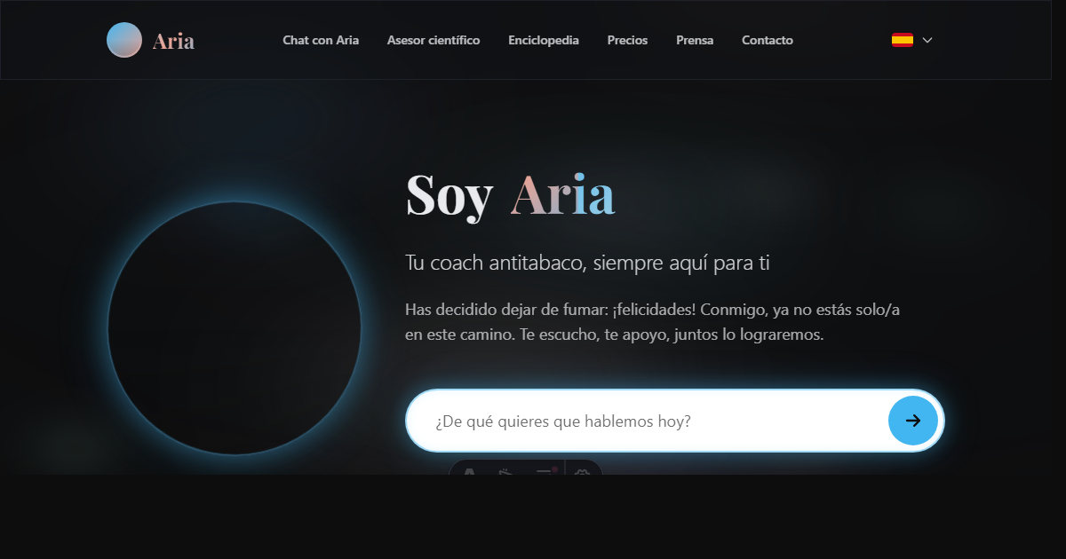 Página de inicio de Aria en español